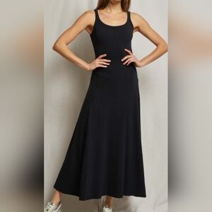J. Crew Navy Blue Scoop Neck Maxi Dress Women's Size Small Side Slits GUC